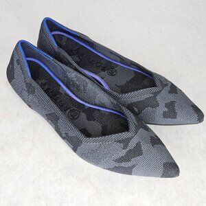 Rothy's The Point Blue Gray Camo Slip On Shoes Flats Loafers Size 9.5